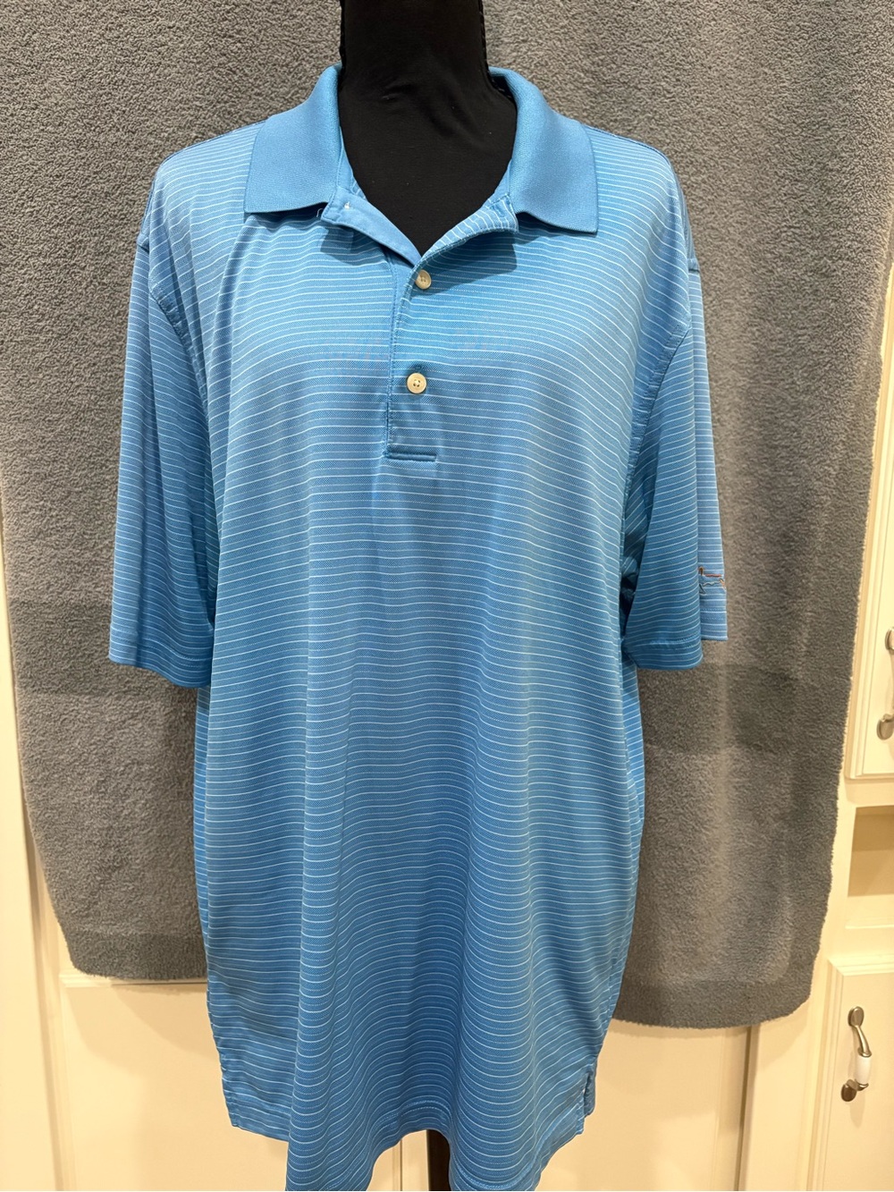 Greg Norman Collection Light Blue Striped Polo